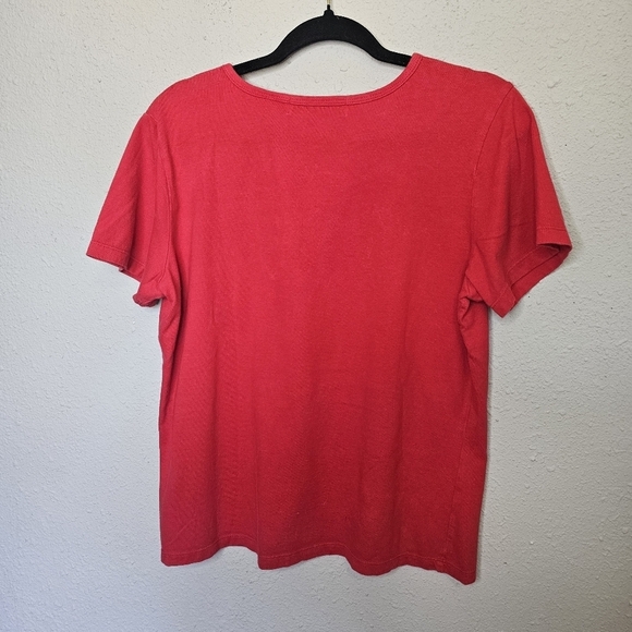 Tommy Hilfiger Womens L Large Red Tee Shirt Short Sleeve Logo Graphic Spellout - Picture 7 of 8